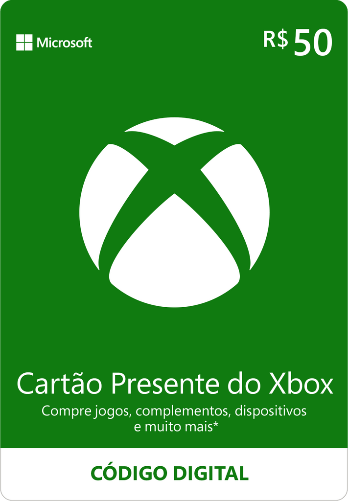 Cartão Presente do Xbox: R$50